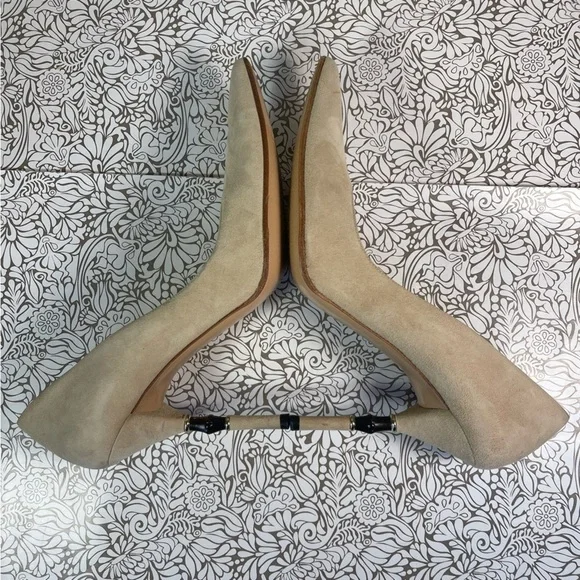 Gucci Beige Suede Malibu Bamboo Heel Pointed Toe Pumps - Picture 8 of 14